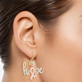 Breast Cancer Fish Hook Hope Glam Earrings