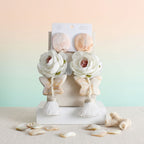 White Oversized Flower Butterfly Tassel Earrings