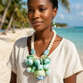 Mint Green Floral Garden Statement Bib Necklace