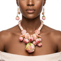 Pink Floral Garden Statement Bib Necklace