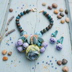 Turquoise Floral Garden Statement Bib Necklace - Mahalina
