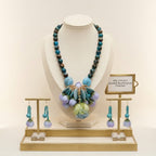 Turquoise Floral Garden Statement Bib Necklace - Mahalina