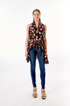 Black Floral Vest Cover Up - Mahalina