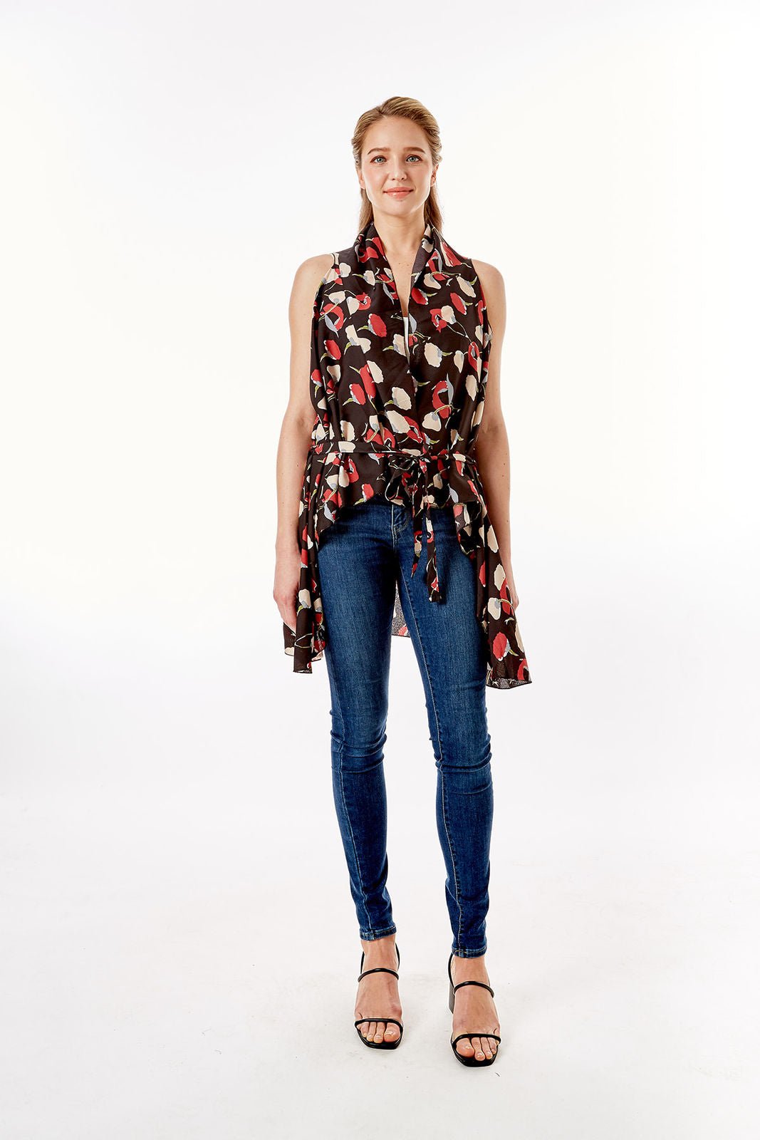 Black Floral Vest Cover Up - Mahalina