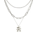 Silver 3 Pcs Teddy Bear Necklace