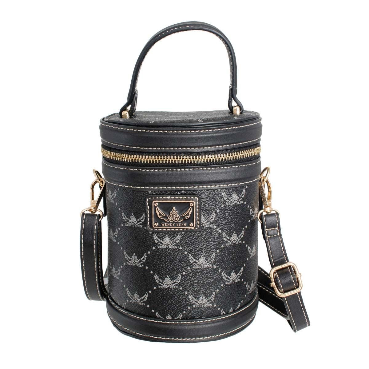 Black Top Handle Barrel Clutch - Mahalina
