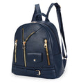 Moto Backpack Navy Zipper Medium Bag for Women