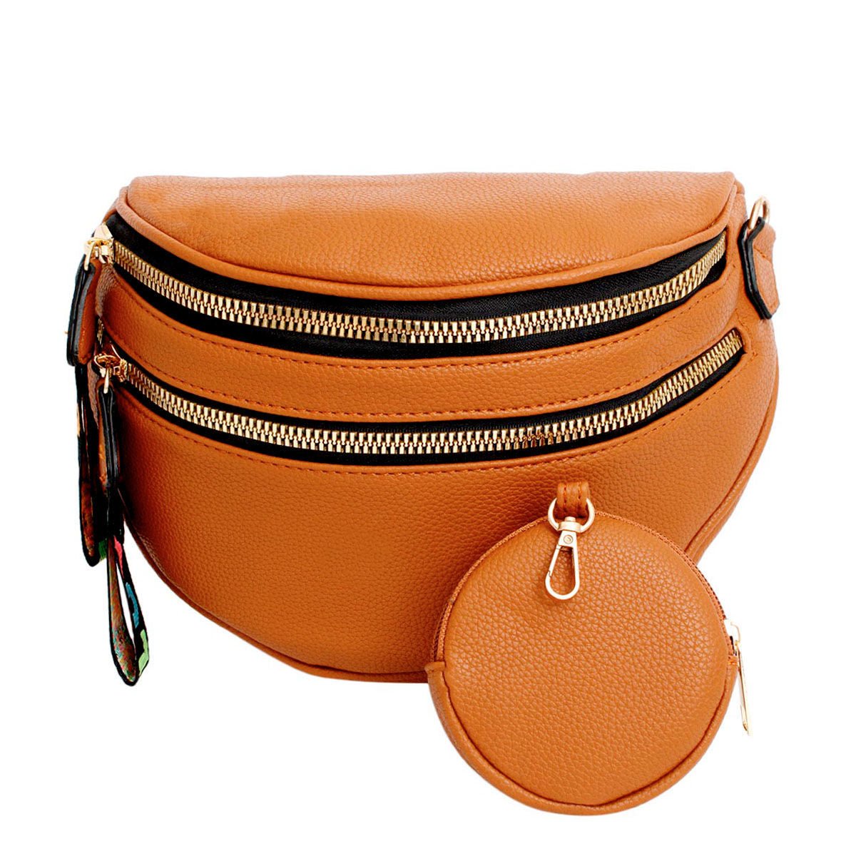 Crossbody Camel Love Zipper Saddle Bag for Women - Mahalina