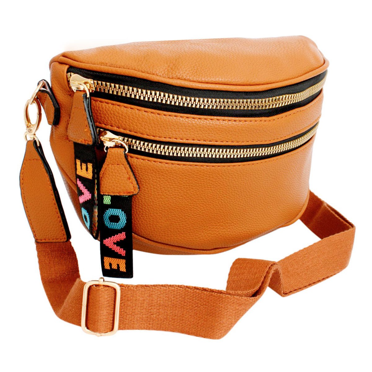 Crossbody Camel Love Zipper Saddle Bag for Women - Mahalina