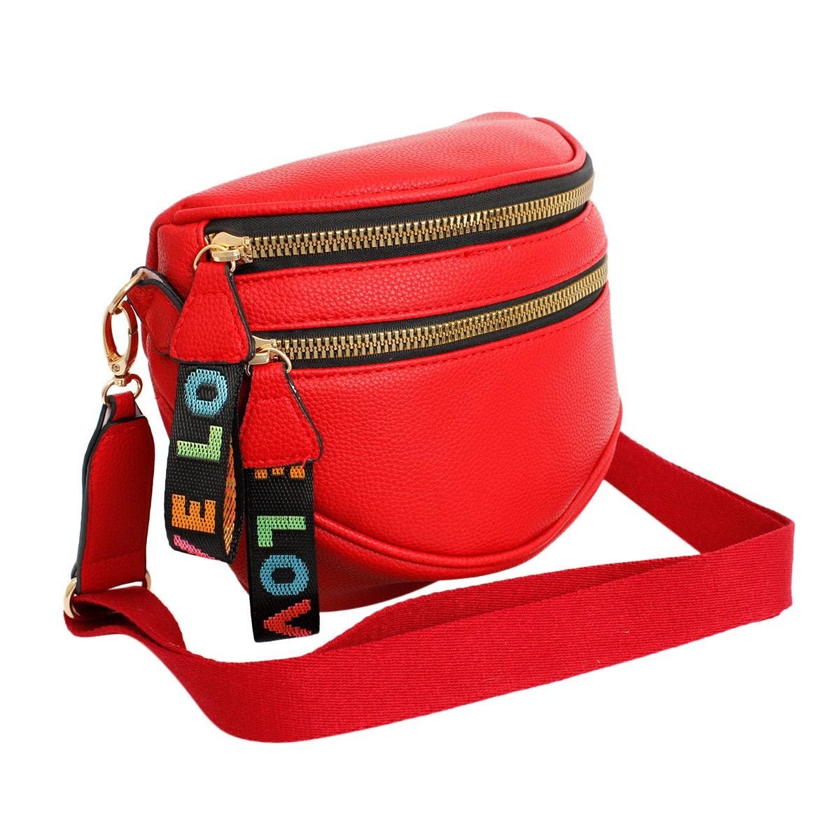 Crossbody Red Love Zipper Saddle Bag for Women - Mahalina