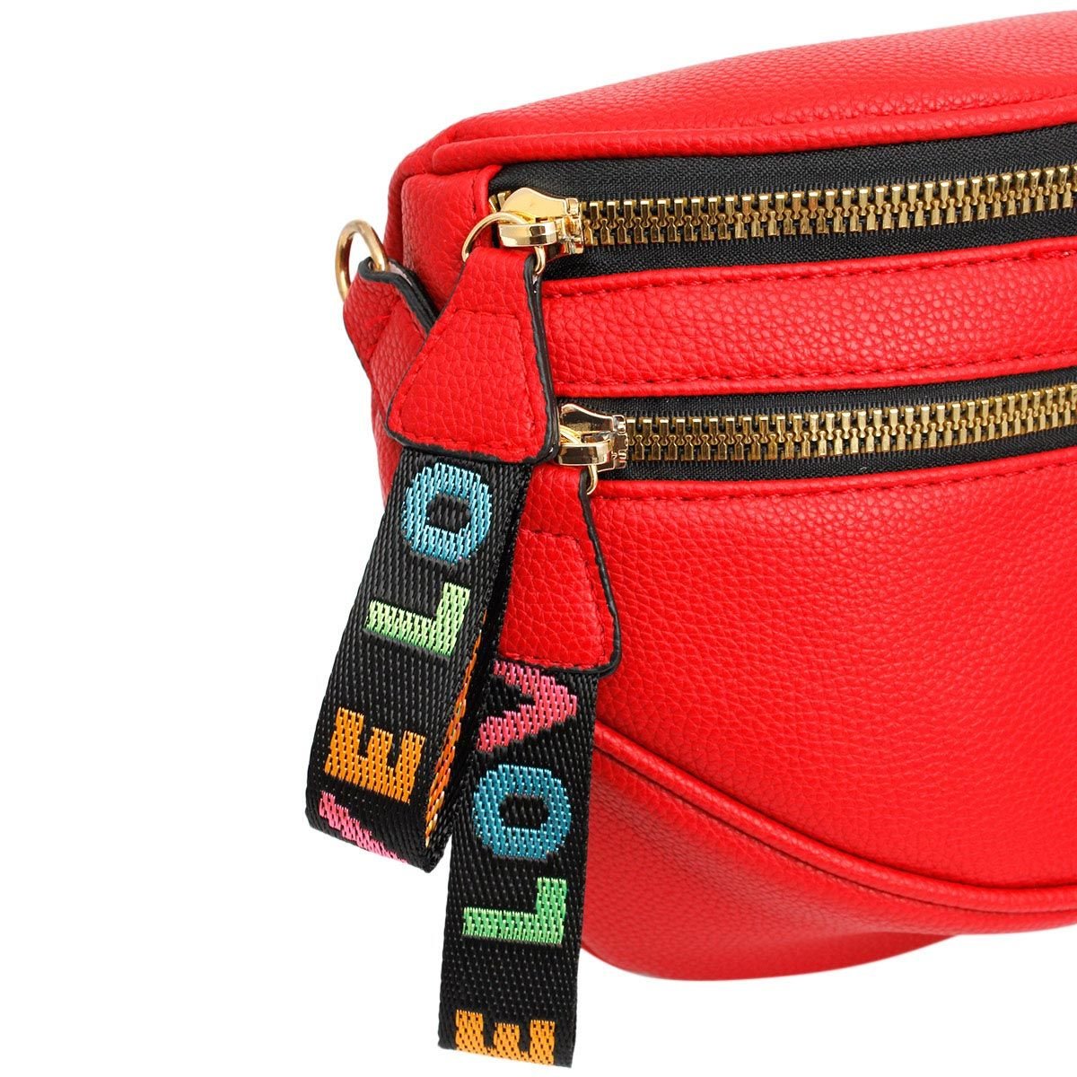 Crossbody Red Love Zipper Saddle Bag for Women - Mahalina