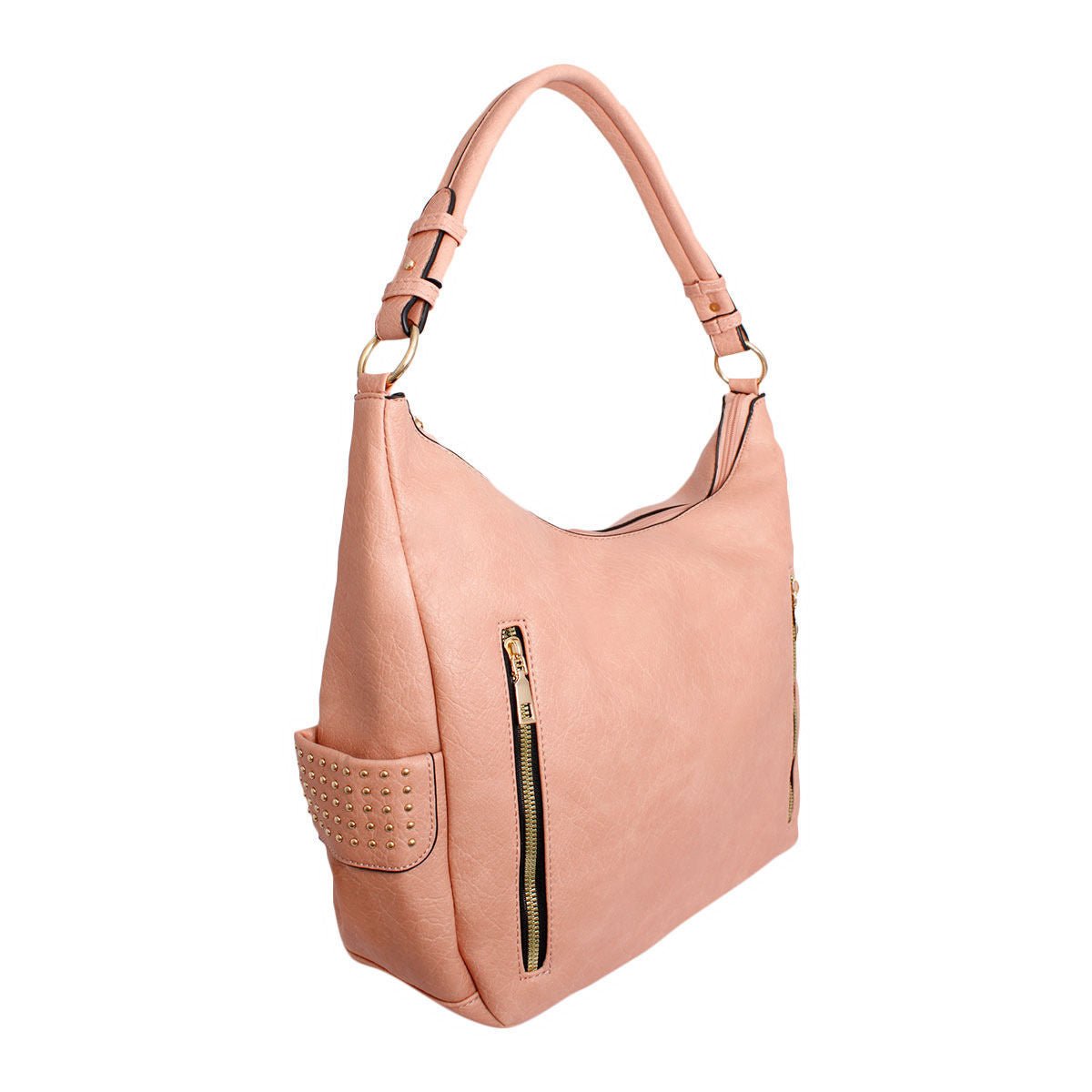 Purse Pink and Gold Stud Hobo Bag for Women - Mahalina