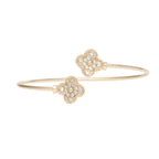 Bangle Gold Pave Quatrefoil Clover Bracelet Women