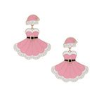 Dangle Santa Baby Pink Sweetheart Dress Earrings