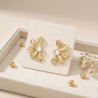 Stud 18K Gold Stainless Mother of Pearl Earrings