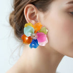 Oversized Multicolor Acrylic Flower Stud Earrings