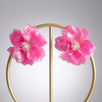 Oversized Pink Acrylic Petal Flower Stud Earrings