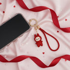 Rhinestone Phone Wrist Strap Red Labubu Keychain