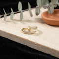 Ring Gold Brass and CZ Wrapped Nail Adjustable