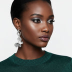 Hoop Hammered Silver Butterfly Long Drop Earrings