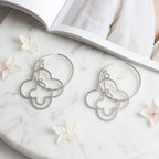 Hoop Silver Interconnected Quatrefoil Earrings