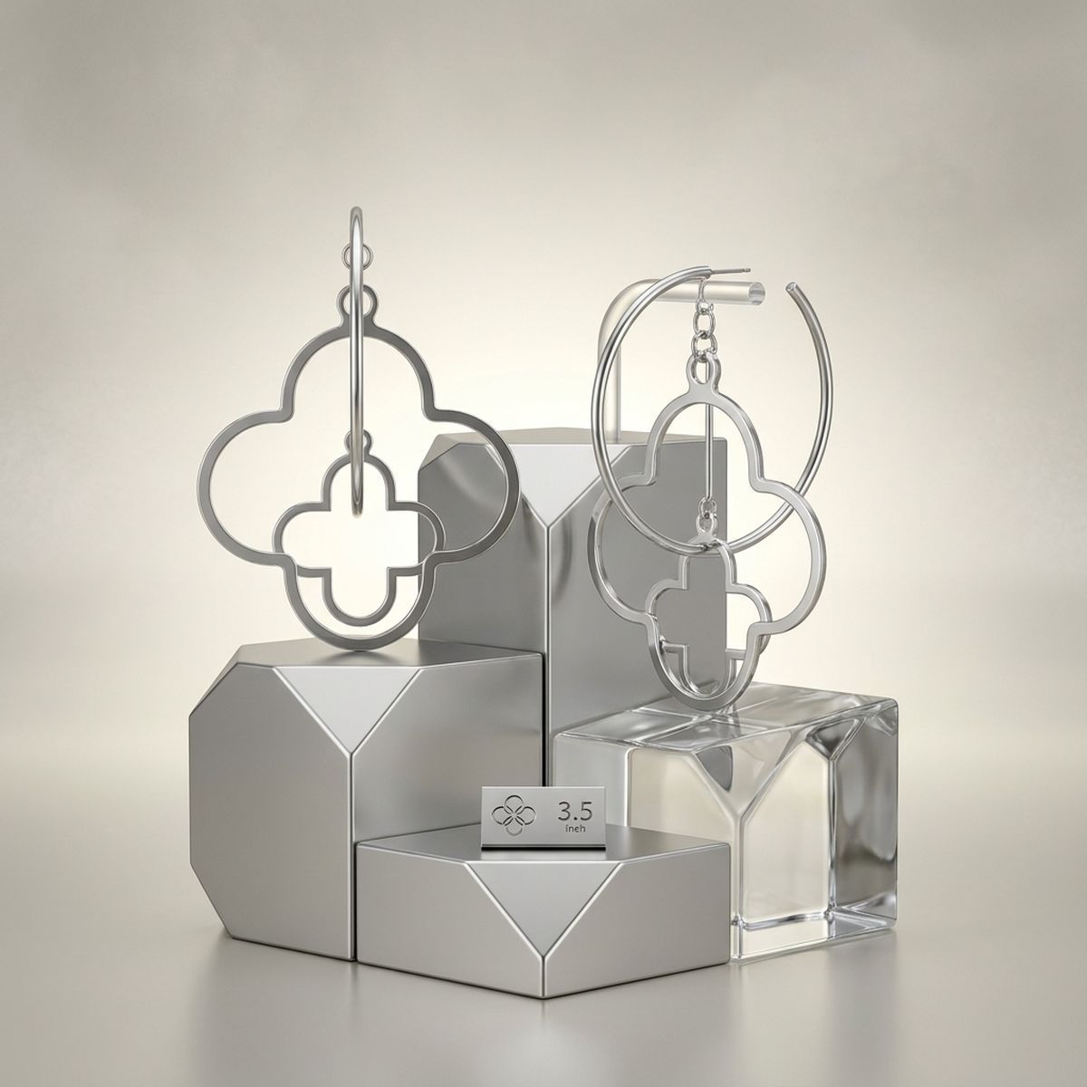 Hoop Silver Interconnected Quatrefoil Earrings