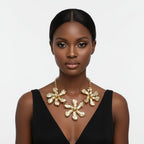 Bib Gold Chunky Floral Organic Petal Necklace