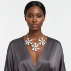 Bib Matte Silver Chunky Floral Organic Necklace