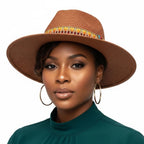 Rust Aztec Band Fedora Panama Hat