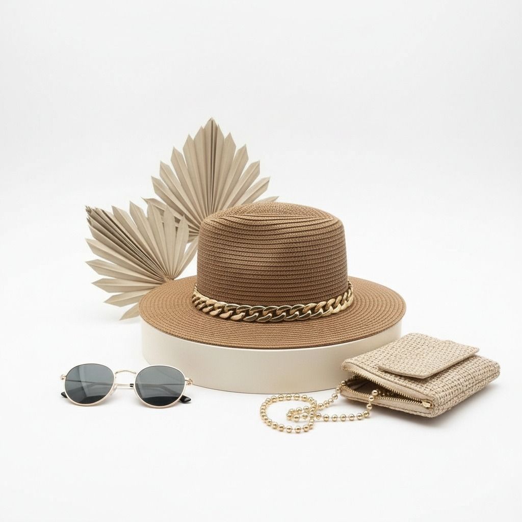 Camel Chain Band Fedora Panama Hat