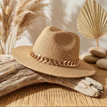 Camel Chain Band Fedora Panama Hat