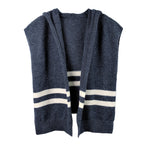 Blue Hooded Knit Tied Shoulder Sweater