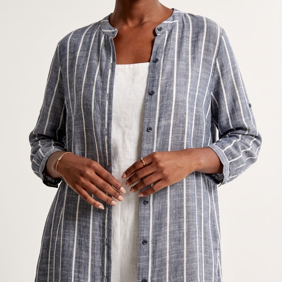 Blue Pin Stripe Long Shirt Kimono