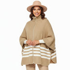 Camel Stripe Classy Zipper Kimono