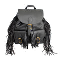 Backpack Black Leather Fringe Bag for Women - Mahalina