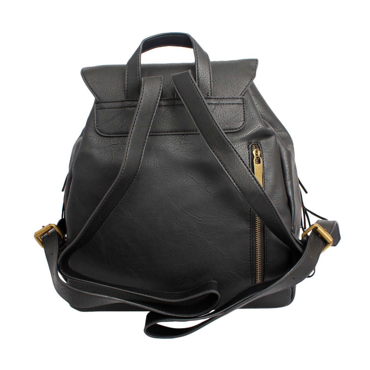 Backpack Black Leather Fringe Bag for Women - Mahalina