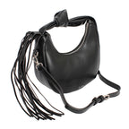 Purse Black Round Fringe Shoulder Bag for Women - Mahalina