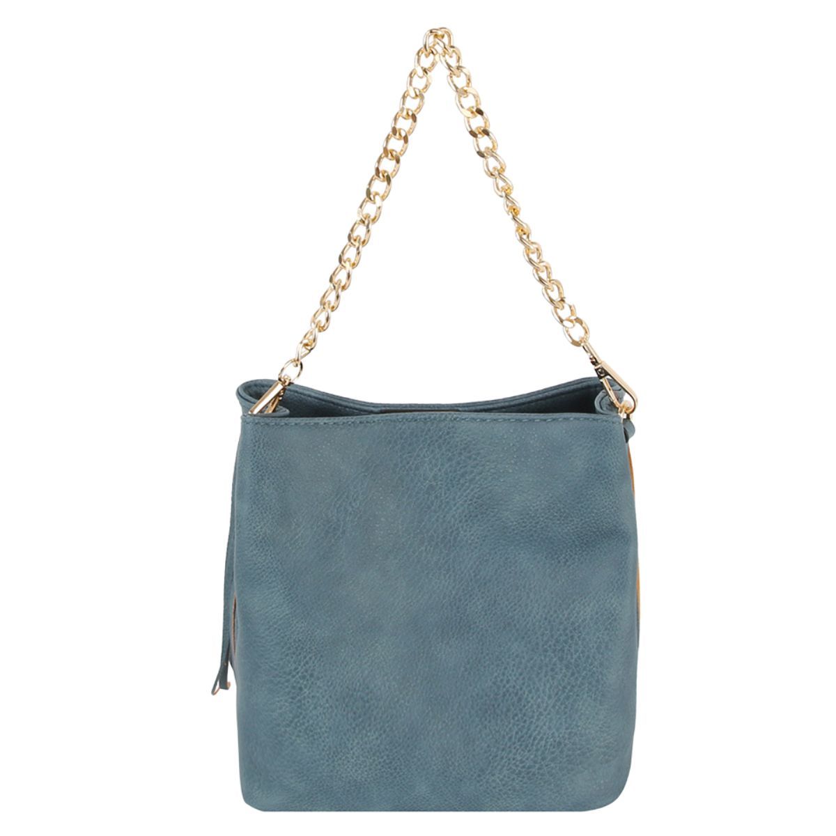 Purse Denim Blue Leather Fringe Bag for Women - Mahalina
