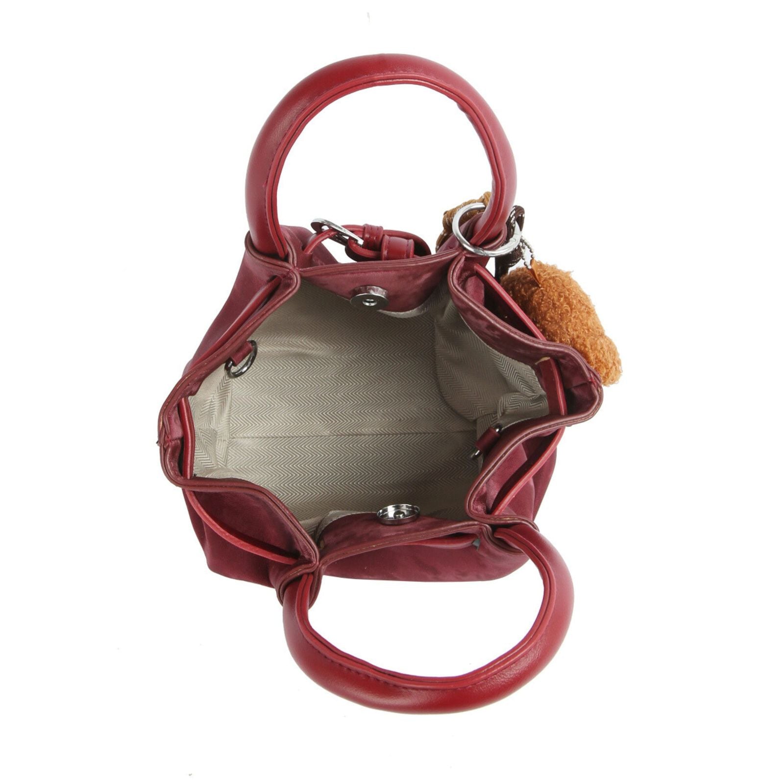 Top Handle Bag Burgundy Suede Dog Charm Purse - Mahalina