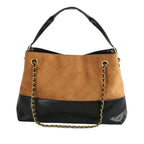 Shoulder Bag Brown Suede and Black Two Tone Purse