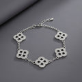 Black Encrusted Quatrefoil Motif Silver Bracelet