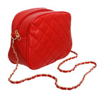 Crossbody Small Red Quilted Chain Strap Bag Women - Mahalina