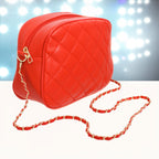 Crossbody Small Red Quilted Chain Strap Bag Women - Mahalina