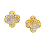 Black Clover Crystal Stud Earrings with Omega Back