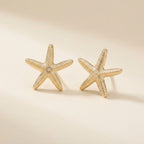 Stud Gold Starfish Seaside Sculpted Earrings
