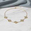 Colorful Encrusted Quatrefoil Motif Chain Necklace