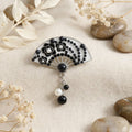 Brooch White Black and Silver Hanfu Fan Style Pin