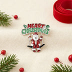 Brooch Merry Christmas Santa Swing Silver Pin