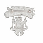 Brooch Merry Christmas Santa Swing Silver Pin