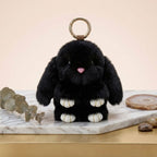 Fluffy Black Plush Bunny Keychain Bag Charm